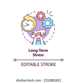 Long Term Stress Concept Icon. Anxiety Disorder. Mental Health. Phobia Cause Abstract Idea Thin Line Illustration. Isolated Outline Drawing. Editable Stroke. Arial, Myriad Pro-Bold Fonts Used