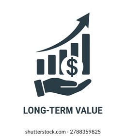 Long term value business growth icon showing profit increase with business