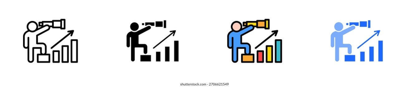 Long Term Vision Icon Set Multiple Style Collection