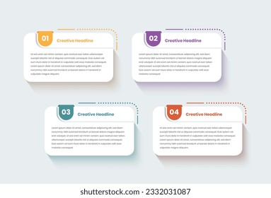 Long text presentation simple steps infographic template design with long shadow