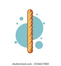 Pan crujiente largo y delgado - Breadstick. Ilustración vectorial