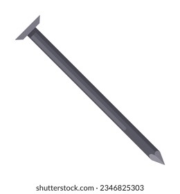 Long thin nail for building bird house illustration. Drawing of tool and equipment for birdhouse on white background. Carpentry, woodwork concept