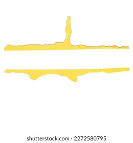 a long thin piece of torn yellow paper, a thin strip from torn paper for scrapbooking
