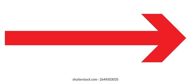 
Long and thin red arrow isolated on a transparent background. Straight vector arrow icon.