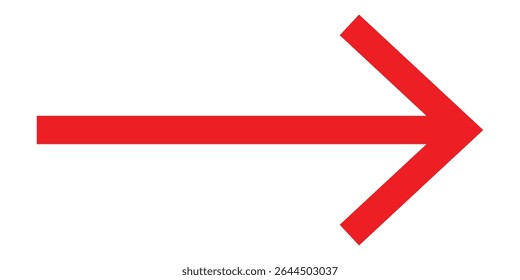 
Long and thin red arrow isolated on a transparent background. Straight vector arrow icon.