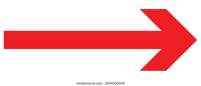 
Long and thin red arrow isolated on a transparent background. Straight vector arrow icon.