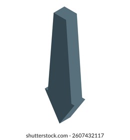 Long, three dimensional arrow pointing downwards, symbolizing a decrease or decline