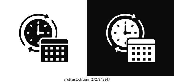 Conjunto de iconos de largo tiempo en blanco y negro