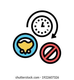 largo tiempo sin el vector del icono del color de la micción. mucho tiempo sin signo de orina. ilustración de símbolo aislado