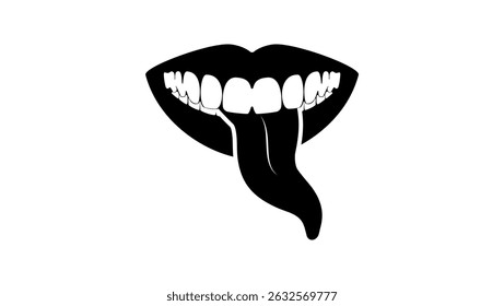 long tongue symbol, black isolated silhouette
