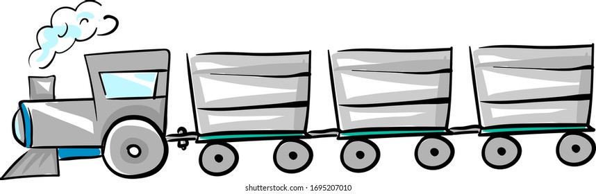 Long train, illustration, vector on white background
