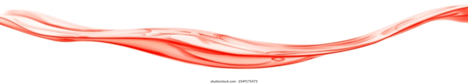 Onda de agua translúcida larga en colores rojos, aislados sobre fondo blanco. Transparencia solo en el archivo de Vector