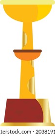 long trophy cup made of wood and gold 