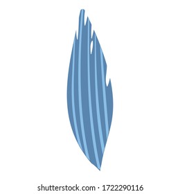 Lange tropische blaue Blattsymbol. Handgezeichnete Illustration eines langen tropisch blauen Blatts, Vektorsymbol für Webdesign