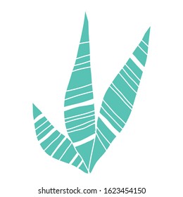 Long tropical leaf icon. Cartoon abstract vector icon for web design isolated on white background.