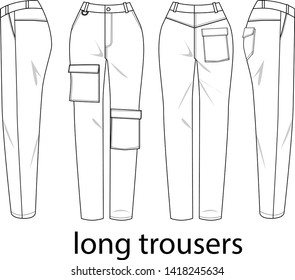 long trousers vector template for lady