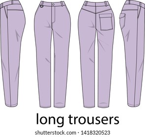 long trousers vector template for lady