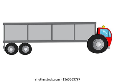 long truck cartoon against white background, abstract vector art illustration