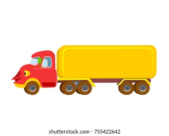 Long Truck with Expression - Cartoon Vector Image 