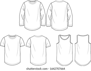 Long T-shirt Fashion Flat Templates