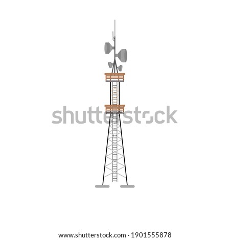 Long TV tower, which also distributes 5g internet and mobile communication with a convenient staircase for access to all sensors