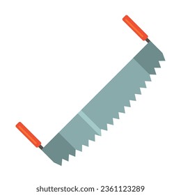 Long two handed saw vector. Tool for processing sawn trees and planks. Multicolored flat vector icon representing construction tools concept isolated on white background