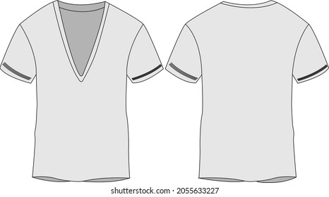 Long type V Neck T Shirt vector mockup design