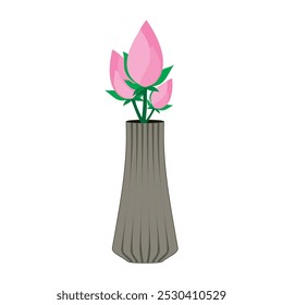 Long and uniquely shaped flower vase for interior and decoration. Vector illustration to beautify the room.