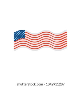 long USA flag waving icon over white background, colorful design, vector illustration