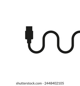Langes USB-Kabel mit gebogenem Draht. Isolierte Vektorillustration auf weißem Hintergrund. 