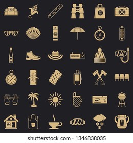 Long vacation icons set. Simple style of 36 long vacation vector icons for web for any design