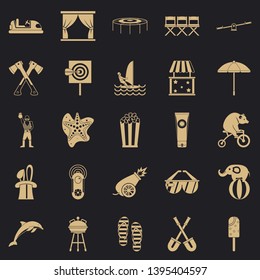 Long vacation icons set. Simple set of 25 long vacation vector icons for web for any design