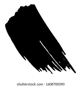 Long vector brush stroke with a wide brush. Element for print decoration. Place for text. Paint drip on a white background.