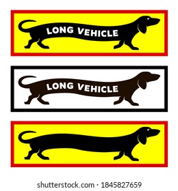 Long vehicle concept sticker for trucks. Dachshund dog running with text.