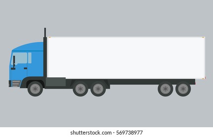 Long vehicle trailer truck with flat and solid color design. Illustrated vector icon.