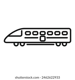 Long wagon train icon outline vector. Fast move speed. Move platform express