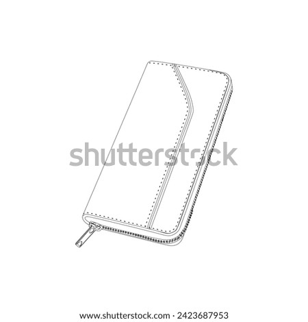 Long wallet icon in outline vector illustration style. Editable graphic resources for many purposes.