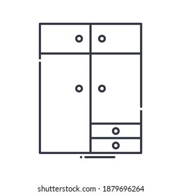 Lange Kleidersymbol, lineare einzelne Illustration, dünne Linie, Webdesign-Zeichen, Umrisssymbol mit bearbeitbarem Strich auf weißem Hintergrund.
