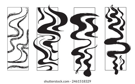 Long wave black abstract geometry set design.