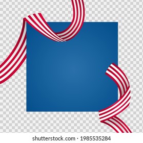 Long waving flag of American isolated  on png or transparent  background,Space for images,text, Symbols of USA , template for banner,card,promote, ads, web design,poster, vector illustration 