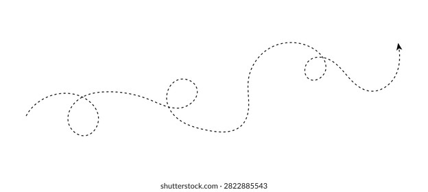  Long Wavy Dashed Path with Multiple Loops and Direction Arrow