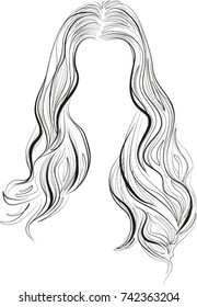 Long wavy hair vector  hairstyle icon