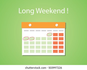 long weekend concept illustration with flat style and green background
