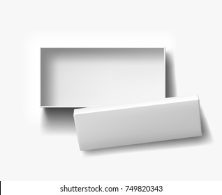 Long White Blank Open Box On White Background 