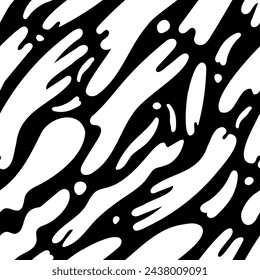 Long, white paint streaks placed diagonally over black background. Highly contrasted shapes arranged in attractive vector seamless pattern.