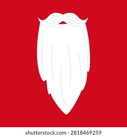 Long white santa claus beard with mustache on bright red background for christmas party photo booth prop