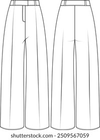 long wide pants flat sketch