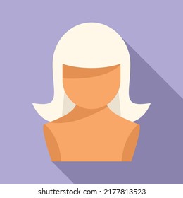 Long wig icon flat vector. Head fashion. Beauty female