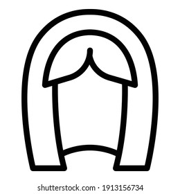 Lange Perücke Ikone. Outline-langes Vektorsymbol für Webdesign einzeln auf weißem Hintergrund