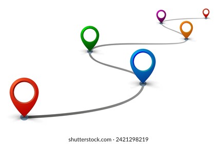 Long winding line with GPS navigation. Time segment, time period, Road, street, highway roadmap infographics – vector